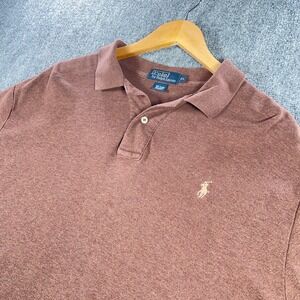 Polo Ralph Lauren Polo Shirt Mens XL Brown Short Sleeve Cotton Gold Pony #AB880‎